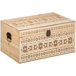 Lot De 4 Malles En Bois Sculpté Haci - Atmosphera - Beige -Petit rangement Soldes Magasin 42862002 4