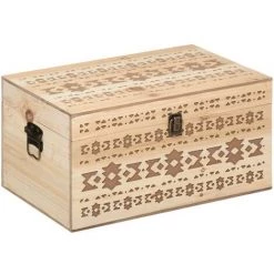 Lot De 4 Malles En Bois Sculpté Haci - Atmosphera - Beige -Petit rangement Soldes Magasin 42862002 5