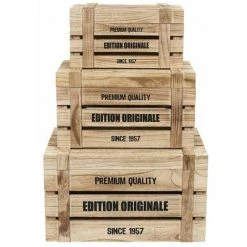 Paris Prix - Lot De 3 Cagettes En Bois "malle" 42cm Marron