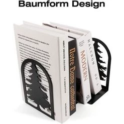 BRIDAY Serre Livre Noir, 2 Pièces Cale Livre Etagere En Métal, Serre Livres Design, Bloc Livre, Séparateur De Livres Pour Enfants, Bureaux, écoles, Salons, Librairie Et Bibliothèque -Petit rangement Soldes Magasin 43147833 4