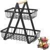 BRIDAY Corbeilles à Fruits, Panier A Fruits A Etages En Métal Décoration, Corbeille à Fruits En Métal à 2 Etages, Amovible Porte-Fruits Paniers, Pour Stocker Des Fruits Et Légumes (Noir) -Petit rangement Soldes Magasin 43149246 1