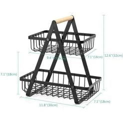 BRIDAY Corbeilles à Fruits, Panier A Fruits A Etages En Métal Décoration, Corbeille à Fruits En Métal à 2 Etages, Amovible Porte-Fruits Paniers, Pour Stocker Des Fruits Et Légumes (Noir) -Petit rangement Soldes Magasin 43149246 3