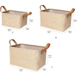 BRIDAY Paniers De Rangement En Jute, Boîte De Rangement En Lin Tissé Naturel Avec Poignée Pour Jouets, Vêtements, Chambre (Beige, Small) -Petit rangement Soldes Magasin 43155174 2
