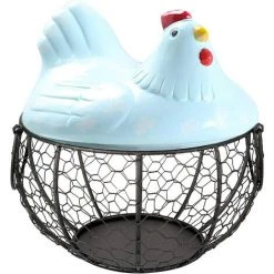 BRIDAY Oeuf Panier Porte Poulet En Forme De Panier De Fruits En Métal Fil, Panier Une Oeufs En Fer, Table Snacks Stockage Organisateur De Cuisine, Panier De Collecte Vintage, Avec Poignée (MT02)