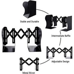 TANABATA Serre Livre Serre-livres En Métal Réglable En Fer Pour La Maison, Le Bureau, L'école, La Bibliothèque (blanc, Medium) -Petit rangement Soldes Magasin 43186563 4