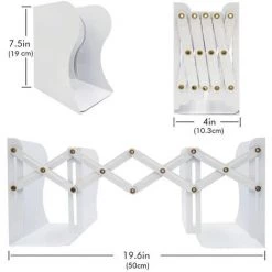 TANABATA Serre Livre Serre-livres En Métal Réglable En Fer Pour La Maison, Le Bureau, L'école, La Bibliothèque (blanc, Medium) -Petit rangement Soldes Magasin 43186673 3