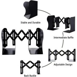 TANABATA Serre Livre Serre-livres En Métal Réglable En Fer Pour La Maison, Le Bureau, L'école, La Bibliothèque (blanc, Medium) -Petit rangement Soldes Magasin 43186673 4