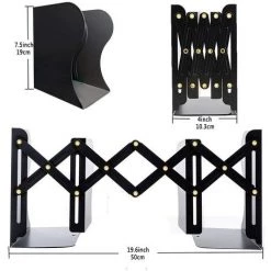 TANABATA Serre Livre Serre-livres En Métal Réglable En Fer Pour La Maison, Le Bureau, L'école, La Bibliothèque (blanc, Medium) -Petit rangement Soldes Magasin 43186701 3