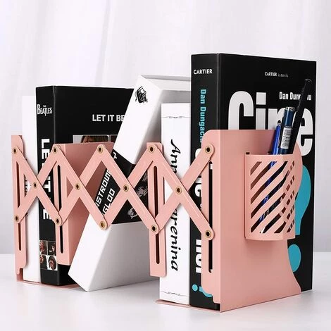 TANABATA Serre Livre Serre-livres En Métal Réglable Et Robuste Organiseur De Bureau Accessoires Bureau Scolaires Pour La Maison, Bureau, L'école, Bibliothèque, Imitation Bois 4 TANABATA Serre Livre Serre-livres En Métal Réglable Et Robuste Organiseur De Bureau Accessoires Bureau Scolaires Pour La Maison, Bureau, L'école, Bibliothèque, Imitation Bois – Image 2