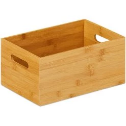 Relaxdays Caisse De Rangement Bambou, Solide, Boîte Pratique Sans Couvercle, 14x30x20 Cm, Salle De Bain, Cuisine, Nature -Petit rangement Soldes Magasin 43226297 2