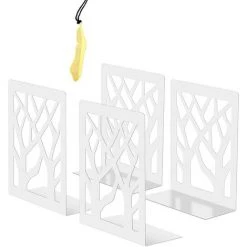 TANABATA Serre Livre Serre Livres En Métal Presse Cale Bloque Livre Design, Signet Inclus, Bookends Robustes Pour étagère, Bibliothèque, Bureau, Écoles, Librairie, Lot De 4 Blanc