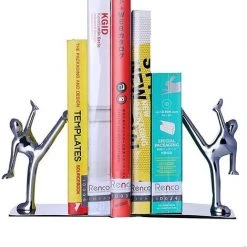 TANABATA Serre Livre Paire De Serre-livres En Acier Inoxydable, En Forme D’hommes Pratiquant Le Kung-fu, Décoratifs, Tendance Et Créatifs, Pour Ranger Et Organiser Vos Livres à La Maison, Au Bureau, Dans Une Bibliothèque, Idée Cadeau B -Petit rangement Soldes Magasin 43313457 4