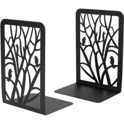 TANABATA Serre Livre 2Pcs Cale Livre En Métal Serre Livre 17.5x12x9cm Serre-Livres Antidérapants Décoratifs Pour Livres Lourds Bloque Livre Pour Bibliothèque Bureau Écoles Librairie(A,Noir)