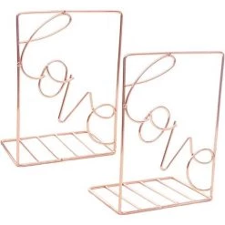 TANABATA Serre Livre 2pièCes Creative Metal Book Stand,éTagèRe En Fer Or Rose Support De Rangement Pour Papeterie Pour Bureau éTudiant Utilisé Pour Stocker Et Organiser De Bureau Et éTagèRes De Bricolage