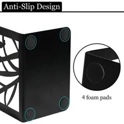 TANABATA Serre Livre [4 Signets De Plumes]Serre Livre,Serre Livres Design, Presse Livre Metal, Serre-livres Noir[Lourds][coussinets Antidérapants]Bloc Livre Etagere En Métal, Cale Livre Enfants De Bibliothèque -Petit rangement Soldes Magasin 43313782 4