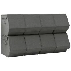VidaXL Boîtes De Rangement Empilables Couvercle 8 Pcs Tissu Anthracite - Anthracite -Petit rangement Soldes Magasin 43443291 3