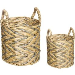 Feeric Christmas - Lot De 2 Paniers De Rangement Tressé Fil Argenté - Beige/argenté