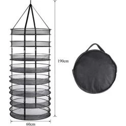 BAMNY Filet De Séchage Suspendu, Huit Couches Pliables Et Détachables Avec Sac De Rangement, Sécher Les Plantes Herbes Fleurs Rapidement, Maille Super Fine, Noir -Petit rangement Soldes Magasin 43842117 4
