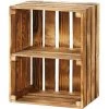GrandBox Caisse En Bois Flammé 50x40x30 Avec étagère Caisse à Vin Caisse à Fruits Pour Décoration Rangement Vintage Shabby Chic Retro:Lot De 1 -Petit rangement Soldes Magasin 44167492 1
