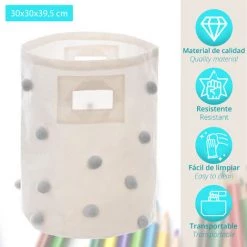 ATMOSPHERA Bac De Rangement à Pompon - D 30 X H 40,5 Cm - Gris -Petit rangement Soldes Magasin 44337559 2