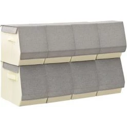 VidaXL Boîtes De Rangement Empilables Avec Couvercle 8 Pcs Tissu - Gris 8 VidaXL Boîtes De Rangement Empilables Avec Couvercle 8 Pcs Tissu - Gris -Petit rangement Soldes Magasin 44398600 2