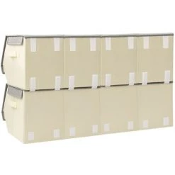 VidaXL Boîtes De Rangement Empilables Avec Couvercle 8 Pcs Tissu - Gris 10 VidaXL Boîtes De Rangement Empilables Avec Couvercle 8 Pcs Tissu - Gris -Petit rangement Soldes Magasin 44398600 4