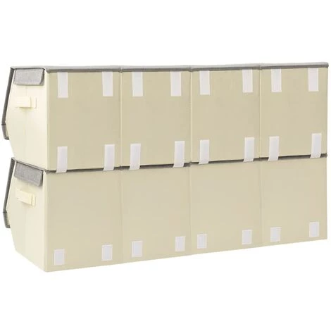 VidaXL Boîtes De Rangement Empilables Avec Couvercle 8 Pcs Tissu - Gris 6 VidaXL Boîtes De Rangement Empilables Avec Couvercle 8 Pcs Tissu - Gris – Image 4