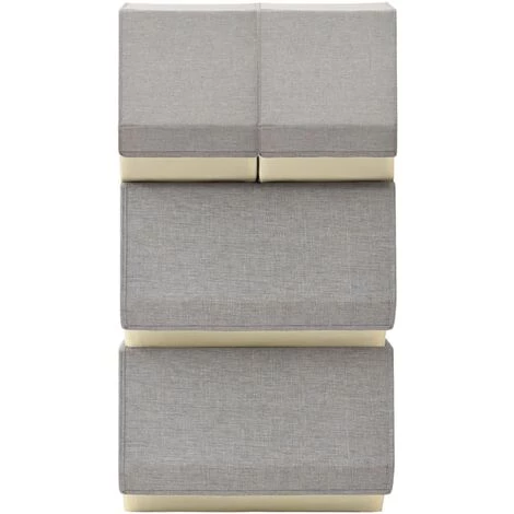 VidaXL Boîtes De Rangement Empilables 4 Pcs Tissu Gris Et Crème - Gris 5 VidaXL Boîtes De Rangement Empilables 4 Pcs Tissu Gris Et Crème - Gris – Image 3