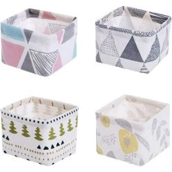 NORCKS Mini Panier De Rangement En Tissu, 4pcs Corbeilles Table Petit Panier Rangement, Pour étagères Et Bureau Ou Maquillage(Mini Taille: 12 X 12 X 8,5cm)