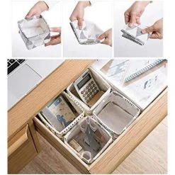 NORCKS Mini Panier De Rangement En Tissu, 4pcs Corbeilles Table Petit Panier Rangement, Pour étagères Et Bureau Ou Maquillage(Mini Taille: 12 X 12 X 8,5cm) -Petit rangement Soldes Magasin 44470237 4