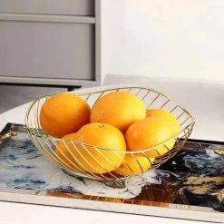 BARES Corbeille à Fruits, Panier à Fruit Multifonctionnel, Panier De Stockage De Fer, Pour Stocker Des Fruits, Des Collations Et Des Légumes Dans La Cuisine (d'or) -Petit rangement Soldes Magasin 44486376 4