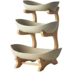 BARES Grande Corbeille A Fruits 3 Etages Fruit Fêtes Plat En La Céramique Panier A Fruits Plateaux De Service Pour Gâteaux Fruits Dessert Collation Sushi,Marron