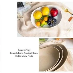 BARES Grande Corbeille A Fruits 3 Etages Fruit Fêtes Plat En La Céramique Panier A Fruits Plateaux De Service Pour Gâteaux Fruits Dessert Collation Sushi,Marron -Petit rangement Soldes Magasin 44486422 5