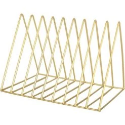 BARES Porte Magazine Metal, 9 Fentes Porte Revue Or, Bibliothèque Triangle, Étagère Rangement à Livres, Porte-Journaux, Support Magazine Design Pour Bureau, Salon, Maison, 26cm