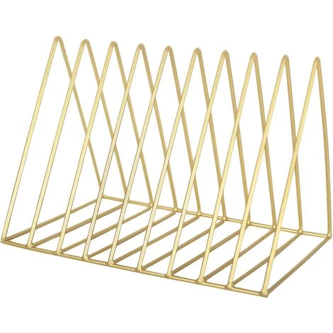 BARES Porte Magazine Metal, 9 Fentes Porte Revue Or, Bibliothèque Triangle, Étagère Rangement à Livres, Porte-Journaux, Support Magazine Design Pour Bureau, Salon, Maison, 26cm 3 BARES Porte Magazine Metal, 9 Fentes Porte Revue Or, Bibliothèque Triangle, Étagère Rangement à Livres, Porte-Journaux, Support Magazine Design Pour Bureau, Salon, Maison, 26cm