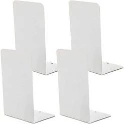BRIDAY Serre-livres Décoratifs Blancs Robustes De 4 Pièces, Support De Serre-livres En Métal Pour Support De Butée De Diviseur D'étagères