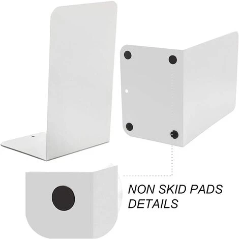 BRIDAY Serre-livres Décoratifs Blancs Robustes De 4 Pièces, Support De Serre-livres En Métal Pour Support De Butée De Diviseur D'étagères 4 BRIDAY Serre-livres Décoratifs Blancs Robustes De 4 Pièces, Support De Serre-livres En Métal Pour Support De Butée De Diviseur D'étagères – Image 2