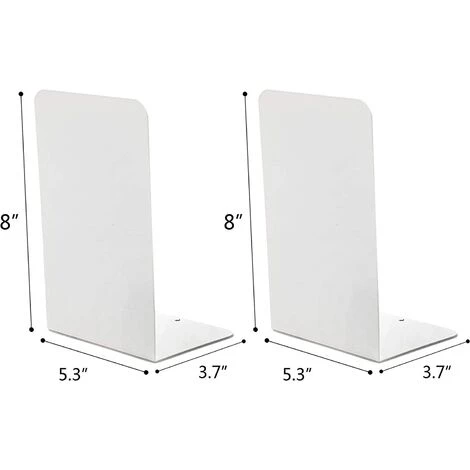 BRIDAY Serre-livres Décoratifs Blancs Robustes De 4 Pièces, Support De Serre-livres En Métal Pour Support De Butée De Diviseur D'étagères 5 BRIDAY Serre-livres Décoratifs Blancs Robustes De 4 Pièces, Support De Serre-livres En Métal Pour Support De Butée De Diviseur D'étagères – Image 3