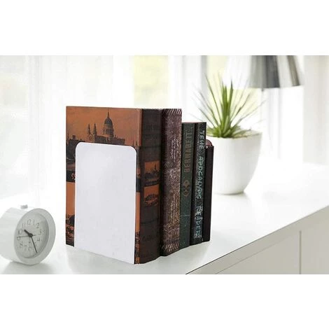 BRIDAY Serre-livres Décoratifs Blancs Robustes De 4 Pièces, Support De Serre-livres En Métal Pour Support De Butée De Diviseur D'étagères 6 BRIDAY Serre-livres Décoratifs Blancs Robustes De 4 Pièces, Support De Serre-livres En Métal Pour Support De Butée De Diviseur D'étagères – Image 4