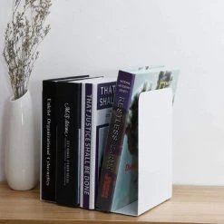 BRIDAY Serre-livres Décoratifs Blancs Robustes De 4 Pièces, Support De Serre-livres En Métal Pour Support De Butée De Diviseur D'étagères 11 BRIDAY Serre-livres Décoratifs Blancs Robustes De 4 Pièces, Support De Serre-livres En Métal Pour Support De Butée De Diviseur D'étagères -Petit rangement Soldes Magasin 44497342 5