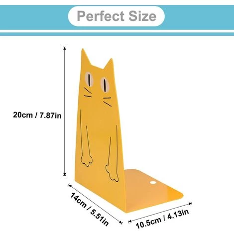 BRIDAY Serre-livres En Métal Pour Chat, Une Paire De Serre-livres De Style De Mode Pour Chat Robuste Et Mignon Pour étagère De Bibliothèque Scolaire 4 BRIDAY Serre-livres En Métal Pour Chat, Une Paire De Serre-livres De Style De Mode Pour Chat Robuste Et Mignon Pour étagère De Bibliothèque Scolaire – Image 2