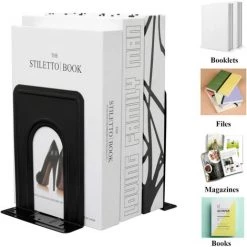 BRIDAY Serre-livres En Métal Robuste Pour étagères, Serre-livres De Base Antidérapants Pour Diviseurs De Livres De Bureau 3 Paires/6 Pièces, Noir -Petit rangement Soldes Magasin 44497877 2