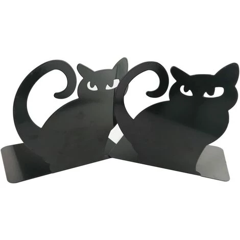 BRIDAY 1 Paio Di Fermalibri Con Gatto Persiano Vivido E Adorabile Per Mensole Statua Di Gatto Fermalibri In Metallo Decorativo Animale (nero) 5 BRIDAY 1 Paio Di Fermalibri Con Gatto Persiano Vivido E Adorabile Per Mensole Statua Di Gatto Fermalibri In Metallo Decorativo Animale (nero) – Image 3