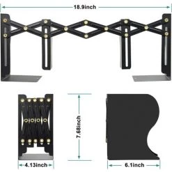 BRIDAY Serre-livres Réglables, Porte-livres Rétractable, Serre-livres évolutifs En Métal, Support De Serre-livres De Bureau Extensible -Petit rangement Soldes Magasin 44497882 5