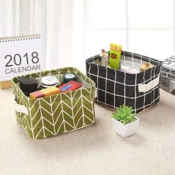 ELLE Boîte De Rangement Pliable Lin Tissu Bureau Rangé Stockage, Lot De 4 Paniers De Rangement Carrés Pliables Pour étagères Et Jouets -Petit rangement Soldes Magasin 44501318 3