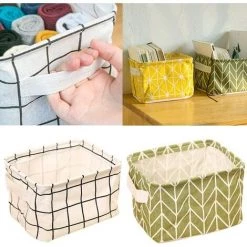 ELLE Boîte De Rangement Pliable Lin Tissu Bureau Rangé Stockage, Lot De 4 Paniers De Rangement Carrés Pliables Pour étagères Et Jouets -Petit rangement Soldes Magasin 44501318 4