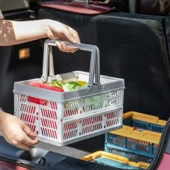 ELLE Caisse Plastique Pliable, Panier Bac De Rangement Plastique Pliables Caisses Empilables Conteneurs De Stockage Bacs Organisateur Avec Poignées Pour Camp Voyage Achats, 29.8x19.8x16.3 Cm -Petit rangement Soldes Magasin 44501325 3