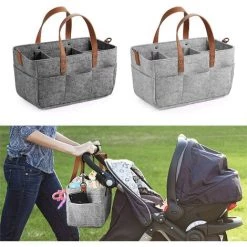 ELLE Organisateur De Couches Pour Bébé Support Portable Bac De Rangement De Crèche Portable Panier De Douche Panier De Rangement De Voiture Pour Lingettes Jouets Sac à Main Gris Claire -Petit rangement Soldes Magasin 44501328 5