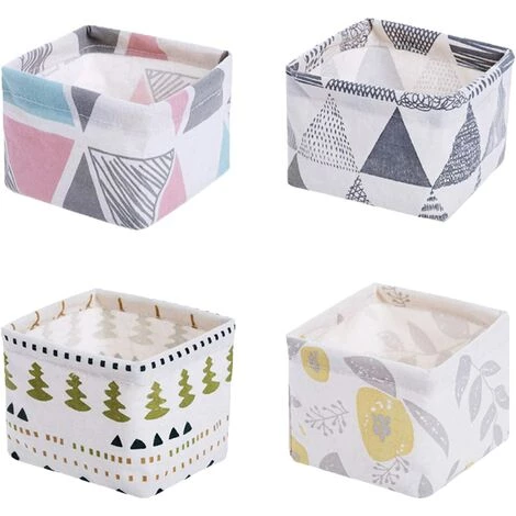 ELLE Mini Panier De Rangement En Tissu, 4pcs Corbeilles Table ã Langer Petit Panier Rangement, Pour étagères Et Bureau Ou Maquillage(Mini Taille: 12 X 12 X 8,5cm) 3 ELLE Mini Panier De Rangement En Tissu, 4pcs Corbeilles Table ã Langer Petit Panier Rangement, Pour étagères Et Bureau Ou Maquillage(Mini Taille: 12 X 12 X 8,5cm)