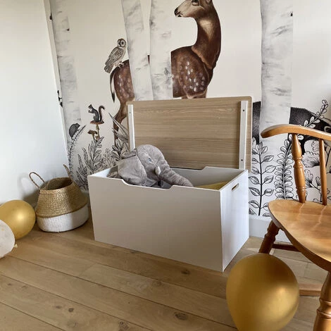 ALICE'S HOME Coffre à Jouet - Tobias - 80x40 Cm, Couvercle Rabattable, Poignées Latérales - Blanc 3 ALICE'S HOME Coffre à Jouet - Tobias - 80x40 Cm, Couvercle Rabattable, Poignées Latérales - Blanc – Image 2